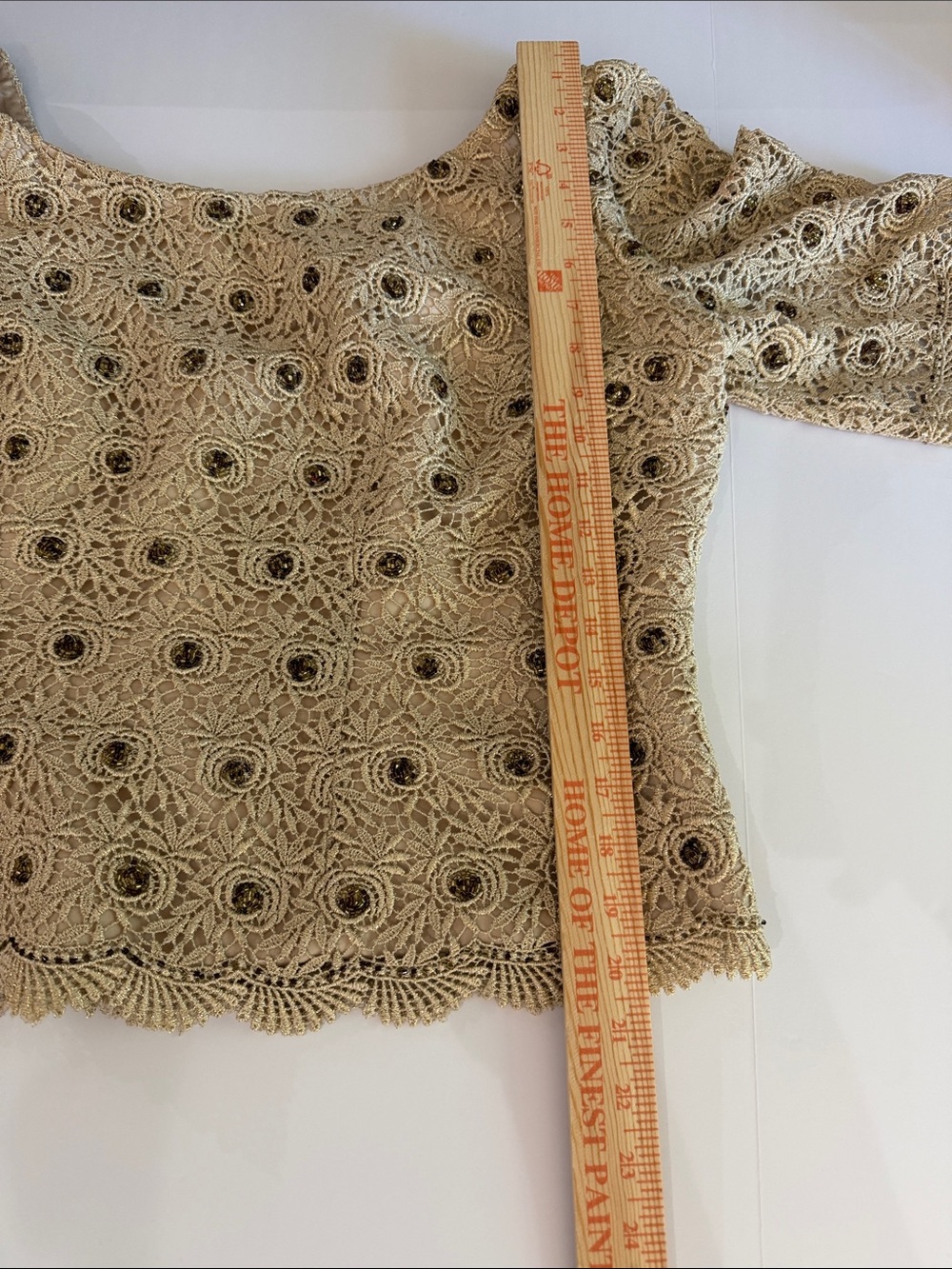 Watters and Watters Gold Lace Cocktail Champagne Top Plus 20 - Picture 7 of 11
